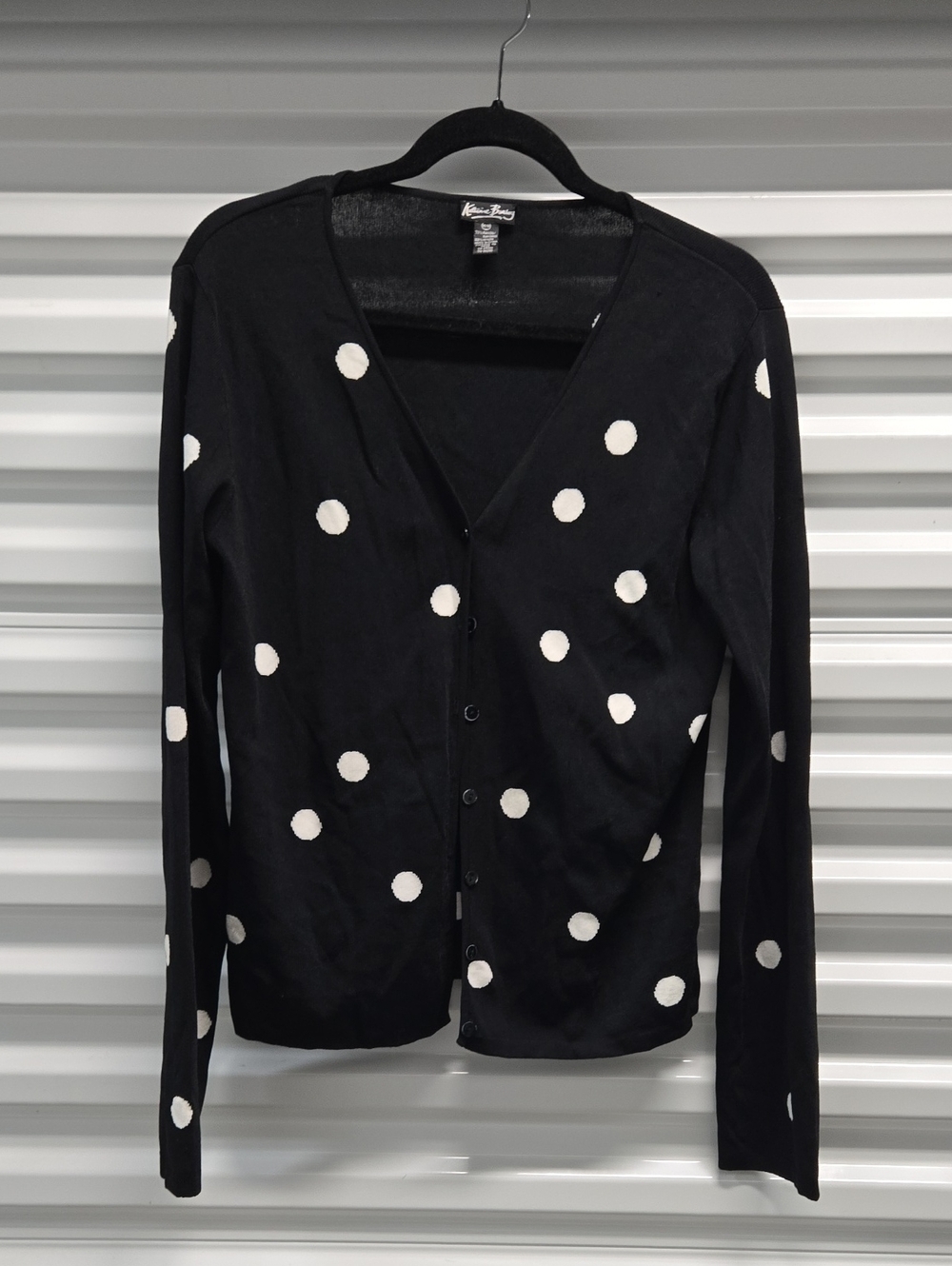 Katherine Barclay Polka Dot Cardigan Long Sleeve Button Closure Size M Office
